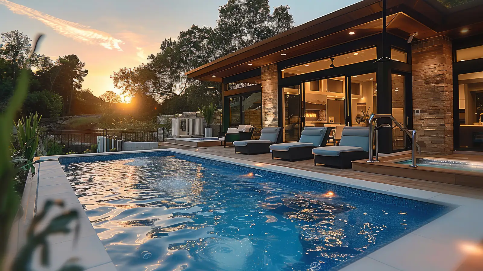 Modern custom pool and outdoor living space on the Texas Gulf Coast